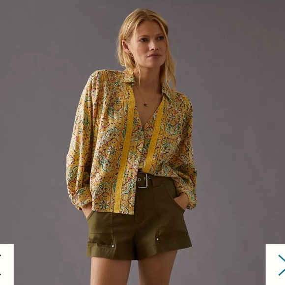 Anthropology Pilcro Pintuck Peasant Blouse, Size XS - Picture 2 of 13